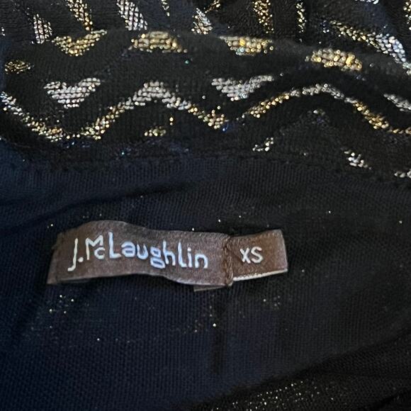 J. McLaughlin Mock Neck Tank Top Blouse Black Gold Silver Metallic Sleeveless XS - Picture 8 of 9